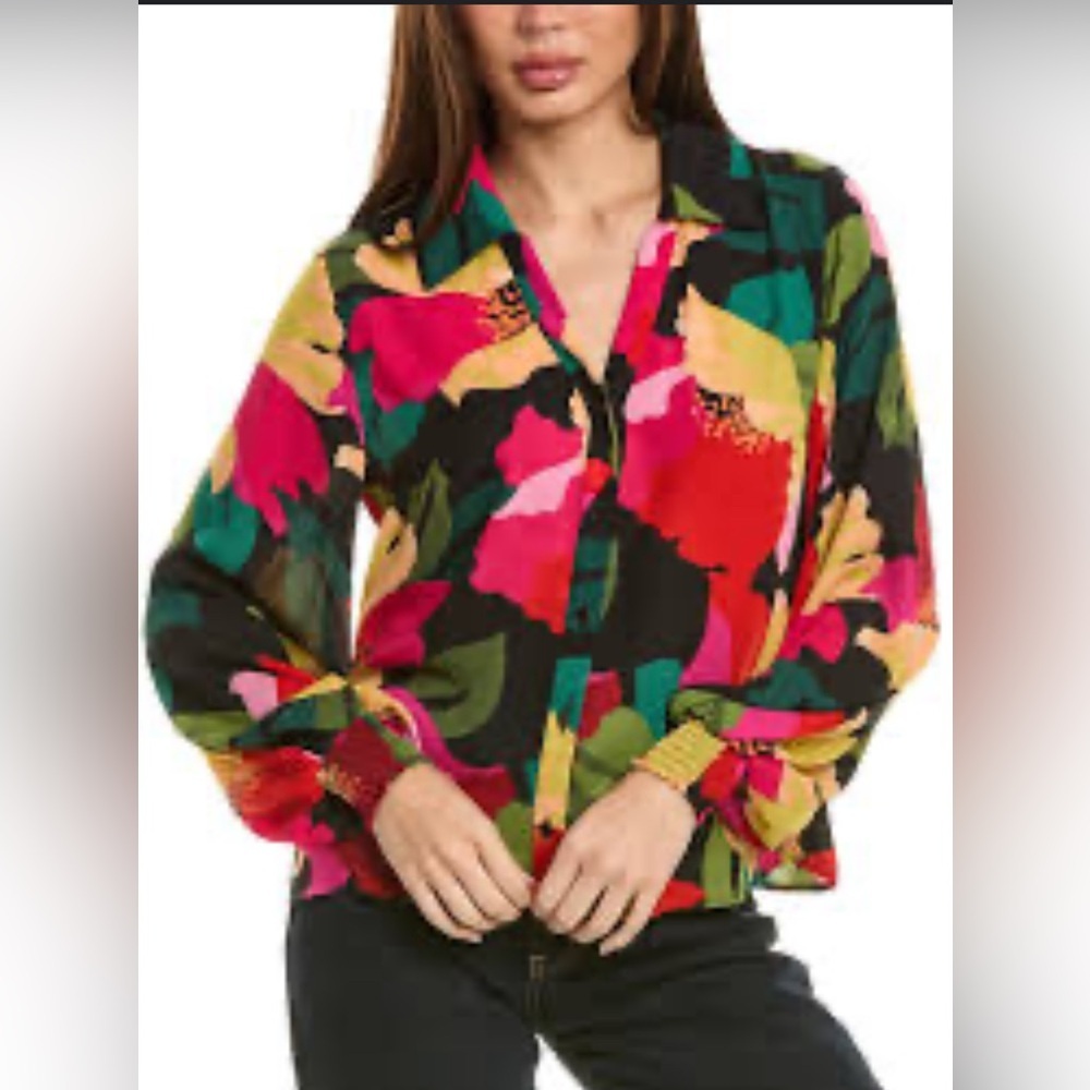 CAbi Multicolor Floral Blouse